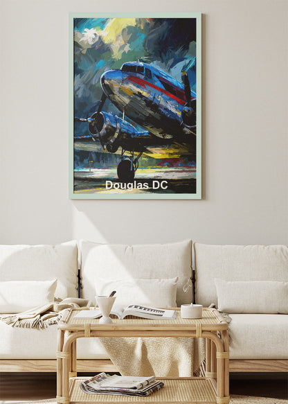 Douglas DC Vintage Aircraft Poster & Canvas Print – Classic Propeller Plane Art – Aiprintlab