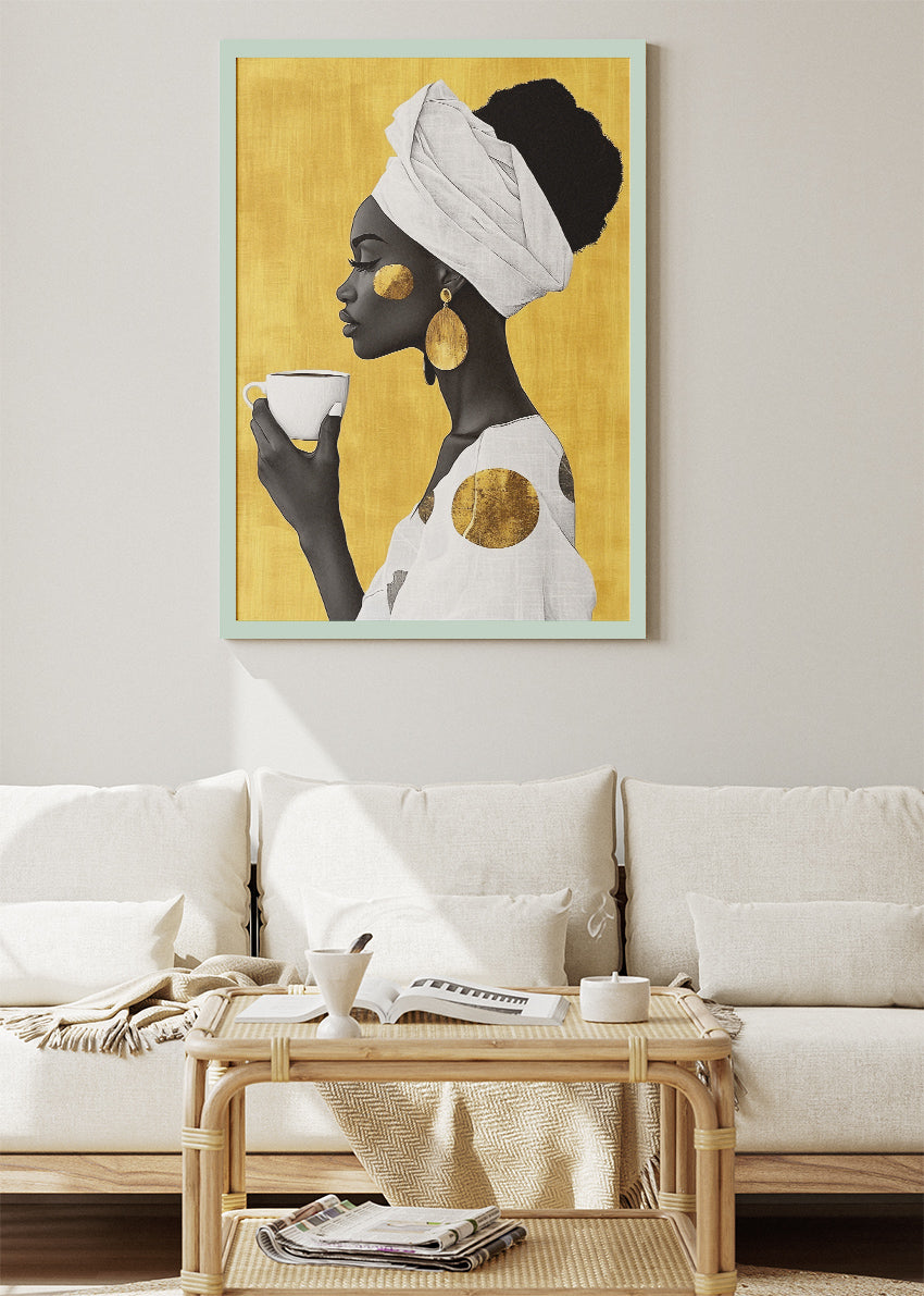 Golden Serenity Portrait Canvas & Poster Print – AI PRINT LAB