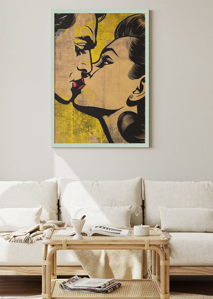 Retro Pop Art Kiss Canvas & Poster Print – AI PRINT LAB