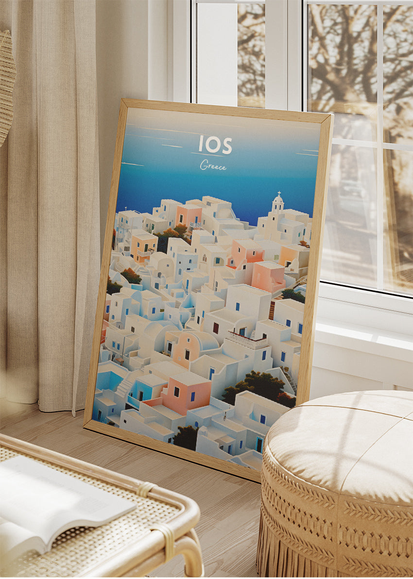 Ios Greece Poster & Canvas Print – Vintage Cycladic Island Art