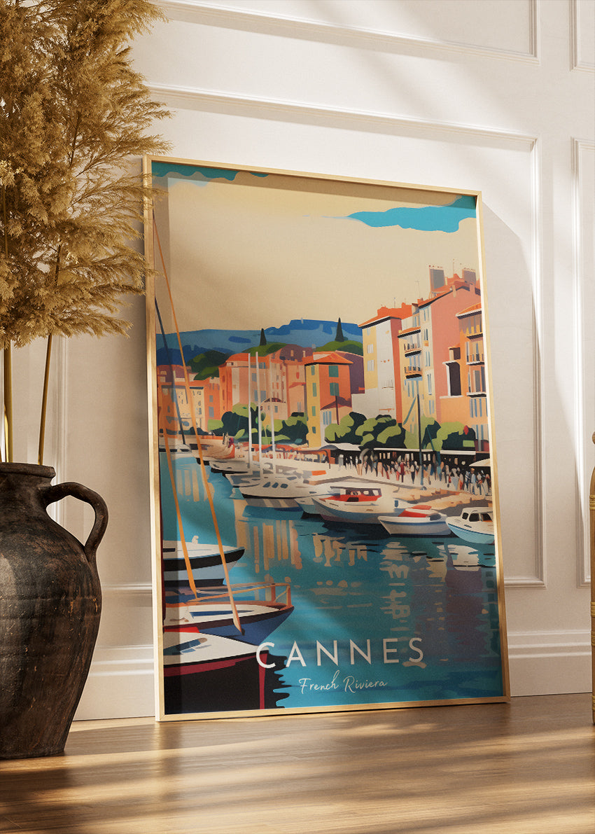 Cannes French Riviera Poster & Canvas Print – Vintage Coastal Travel Art