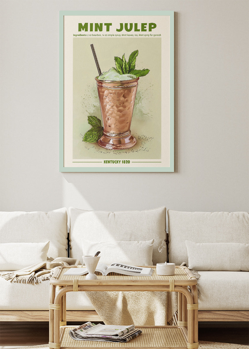 Mint Julep Classic Cocktail Poster & Canvas Print | Vintage Kentucky Bar Wall Art