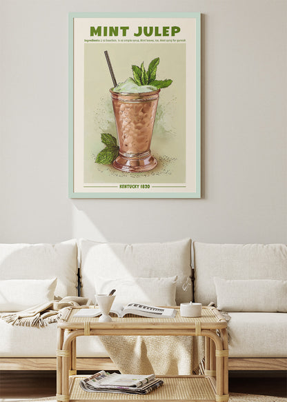 Mint Julep Classic Cocktail Poster & Canvas Print | Vintage Kentucky Bar Wall Art