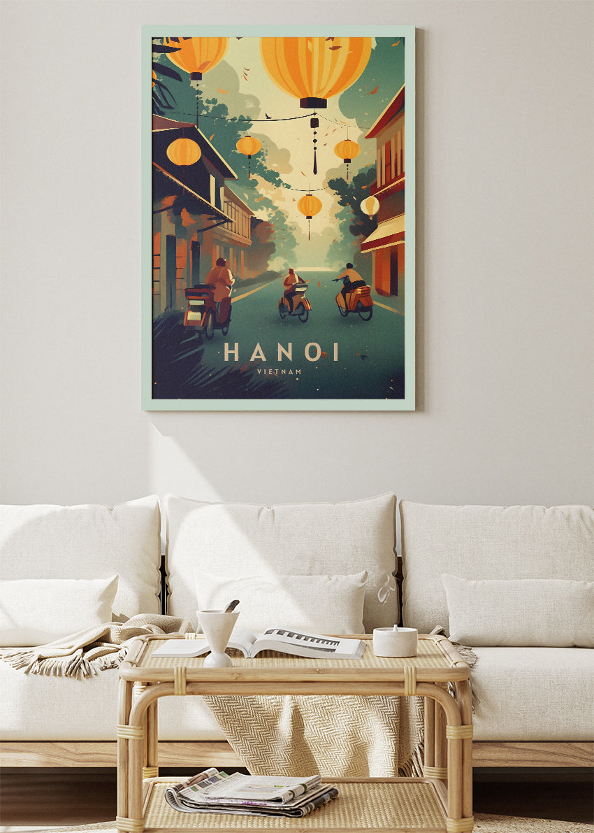 Hanoi Vietnam Poster & Canvas Print – Lantern Street Vintage Travel Wall Art