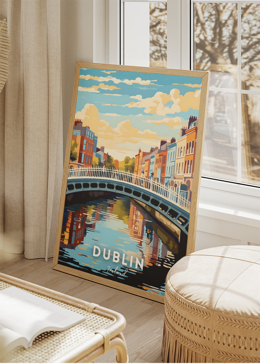 Dublin Ha'penny Bridge Poster & Canvas Print – Illustrated Ireland Wall Art