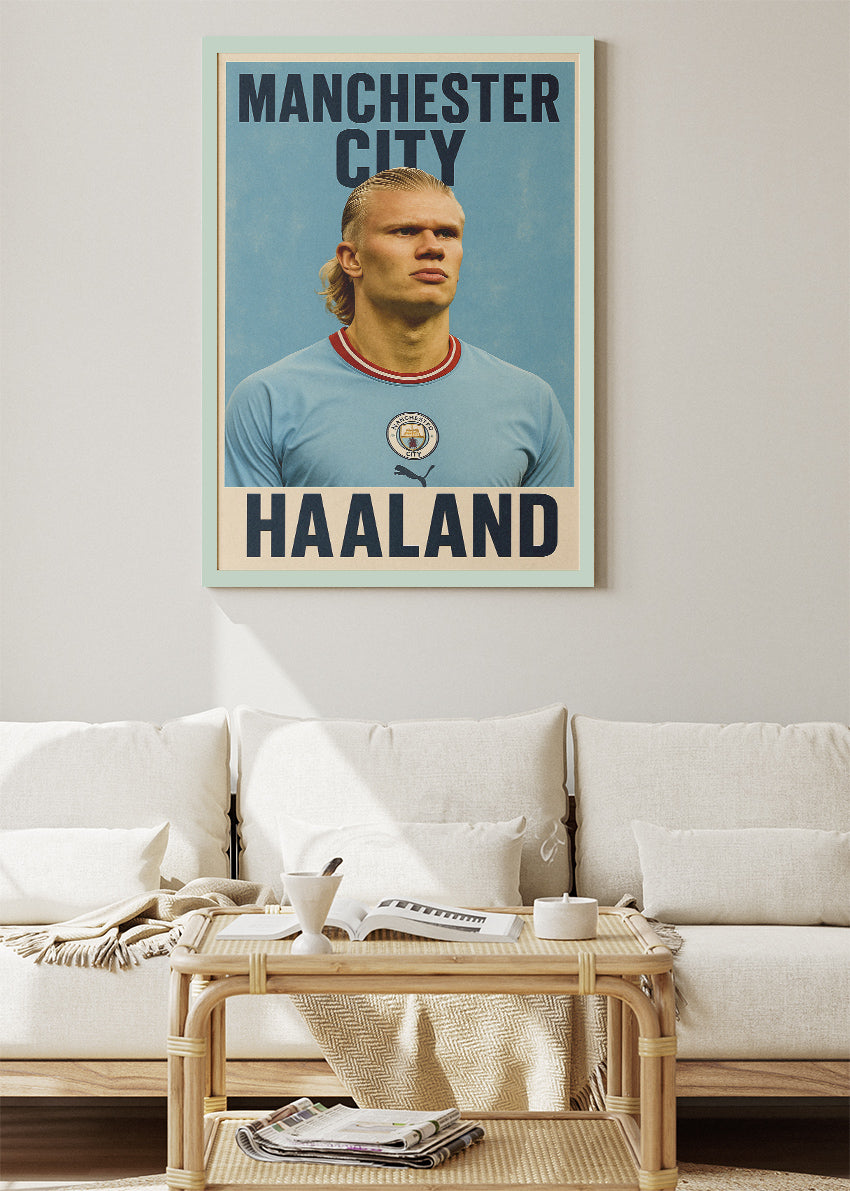 Manchester City Striker Tribute Poster & Canvas | Scandinavian Goal Machine Wall Art