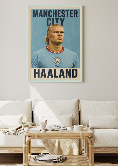 Manchester City Striker Tribute Poster & Canvas | Scandinavian Goal Machine Wall Art