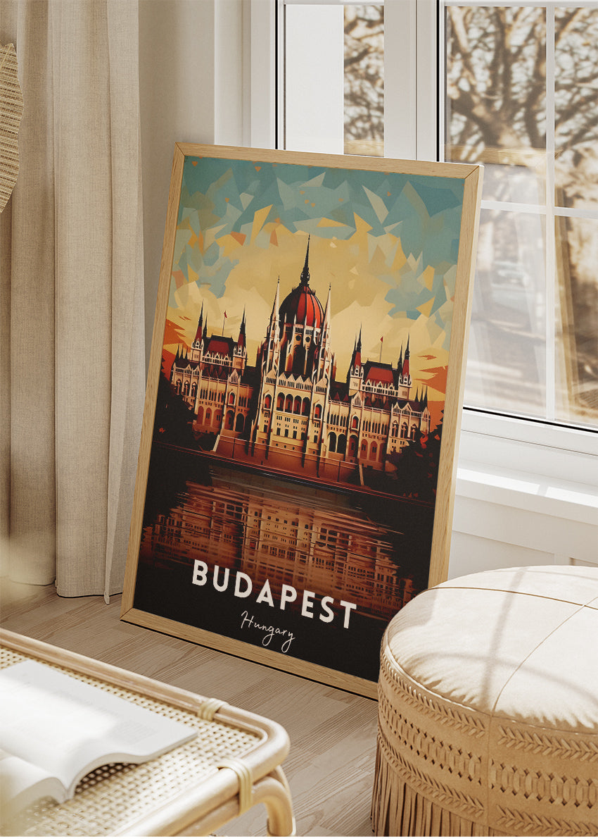 Budapest Hungary Parliament Poster & Canvas Print – Illustrated Danube River Art