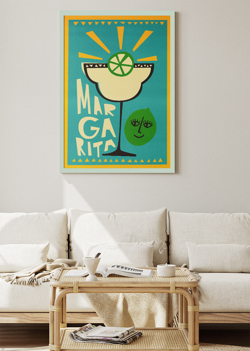 Margarita Retro Graphic Cocktail Poster & Canvas Print | Mid-Century Bar Wall Art