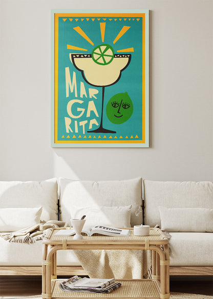 Margarita Retro Graphic Cocktail Poster & Canvas Print | Mid-Century Bar Wall Art