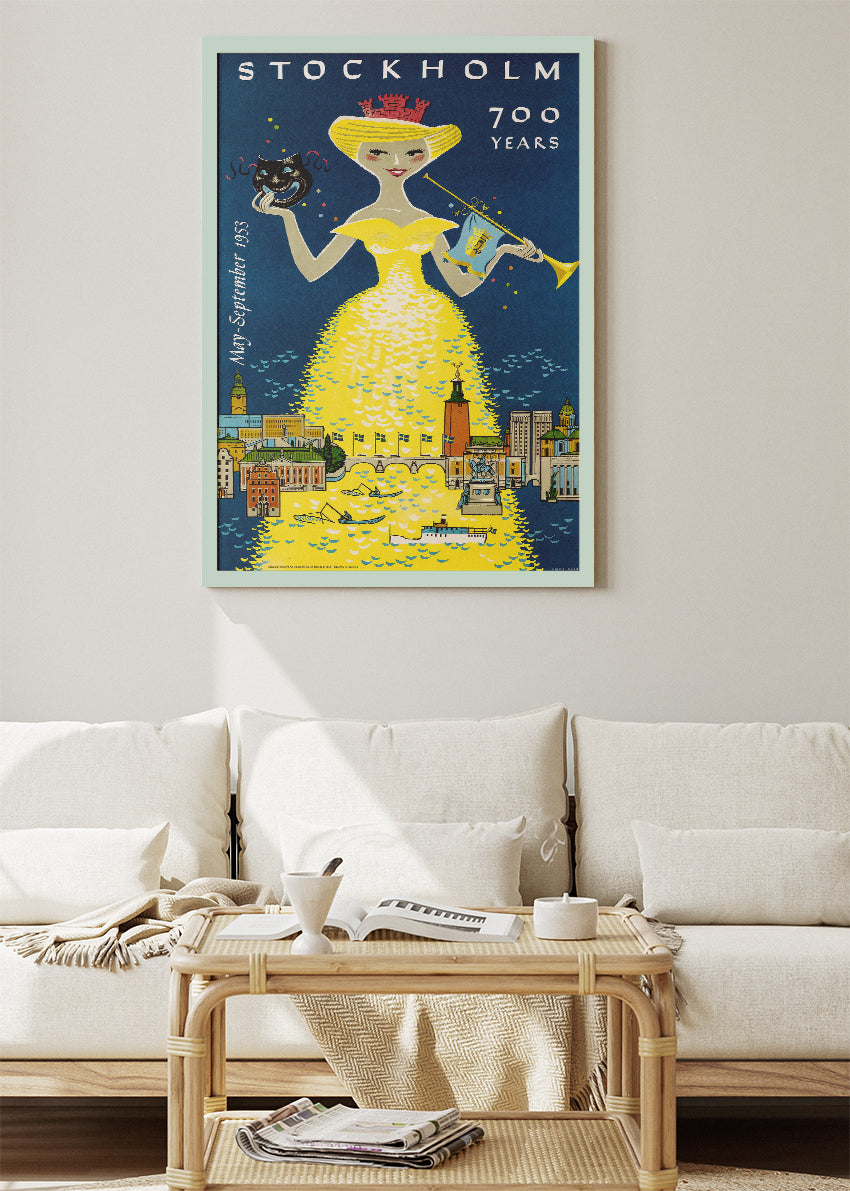 Stockholm 700 Years Poster & Canvas Print – Vintage Swedish Anniversary Travel Art