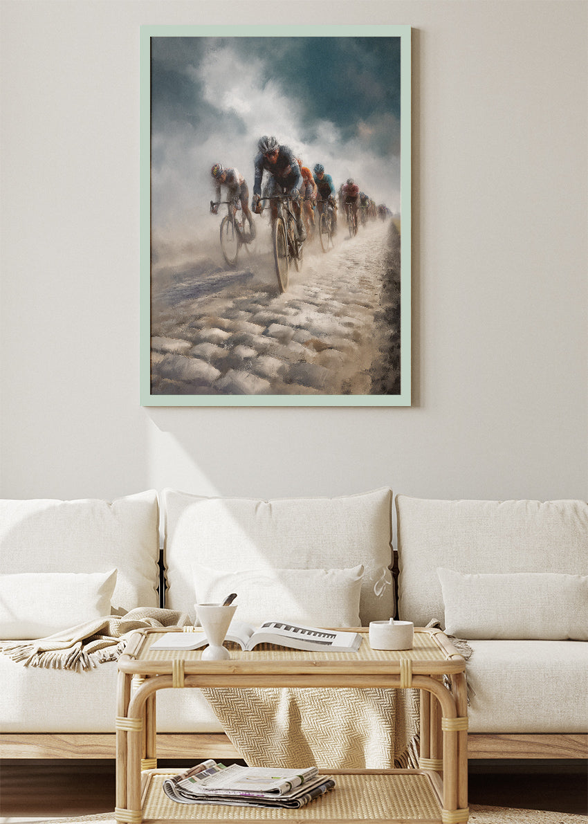 Classic Cobbled Road Cycling Art Print & Canvas – Monument Race Peloton