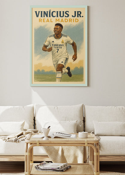 Vinícius Jr. Real Madrid Football Wall Art | Dynamic Winger Poster & Canvas