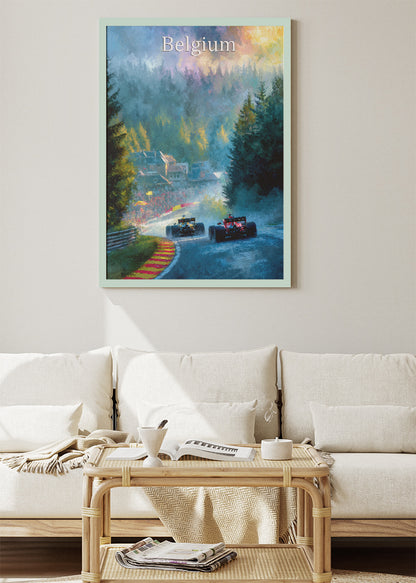 Belgium Formula 1 Spa Racing Poster & Canvas | Atmospheric Motorsport Wall Art