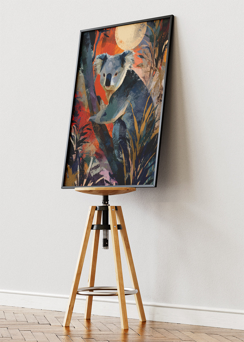 Koala Poster & Canvas Print – Colorful Jungle Wildlife Art