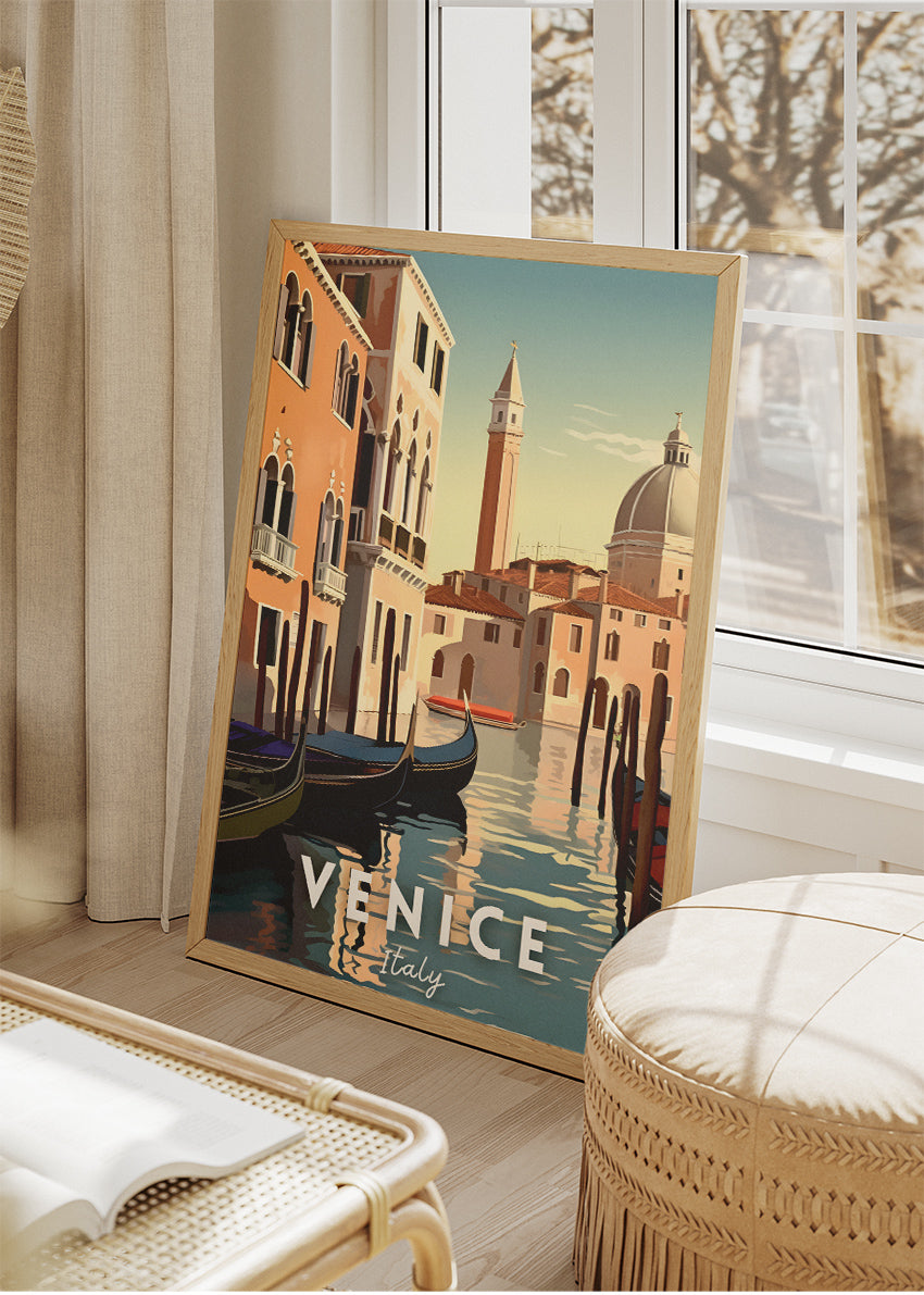 Venice Italy Poster & Canvas Print – Illustrated Canal View Art