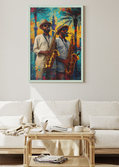 Sunset Jazz Duo Canvas & Poster Print – AI PRINT LAB