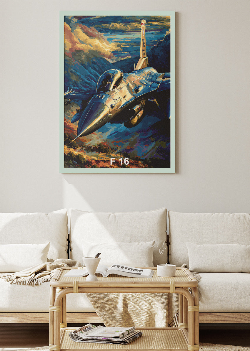F-16 Fighting Falcon Jet Poster & Canvas Print – Modern Fighter Aircraft Art – Aiprintlab