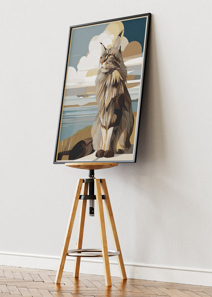 Maine Coon Cat Poster & Canvas Print – Coastal Modern Pet Art