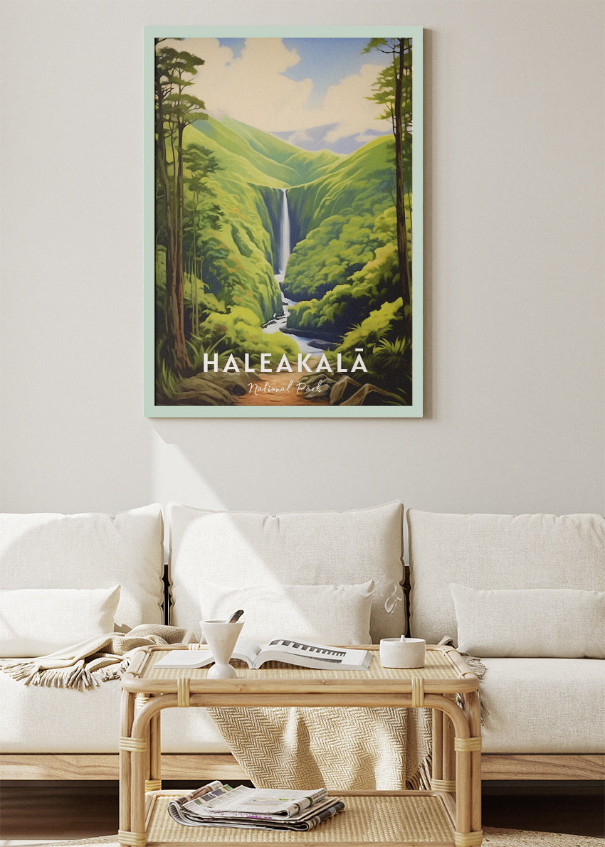 Haleakalā National Park Poster & Canvas Print – Maui Waterfall Tropical Forest Wall Art