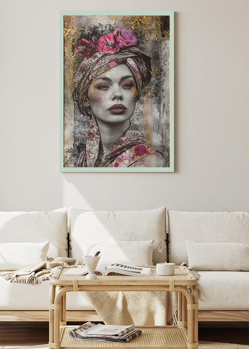 Vintage Rose Elegance Portrait Canvas & Poster Print – AI PRINT LAB