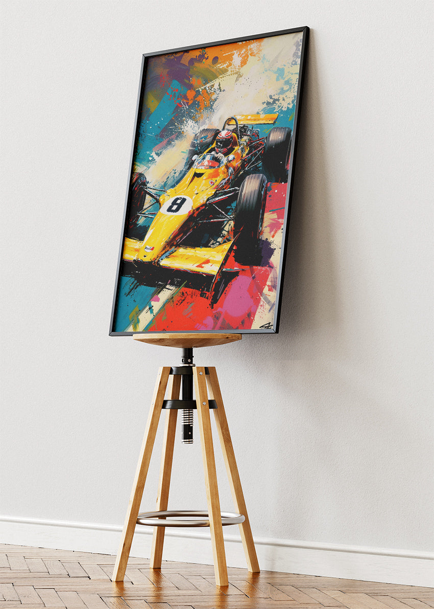 Vintage Formula Racing Car Abstract Splash Canvas Print & Poster – AI PRINT LAB