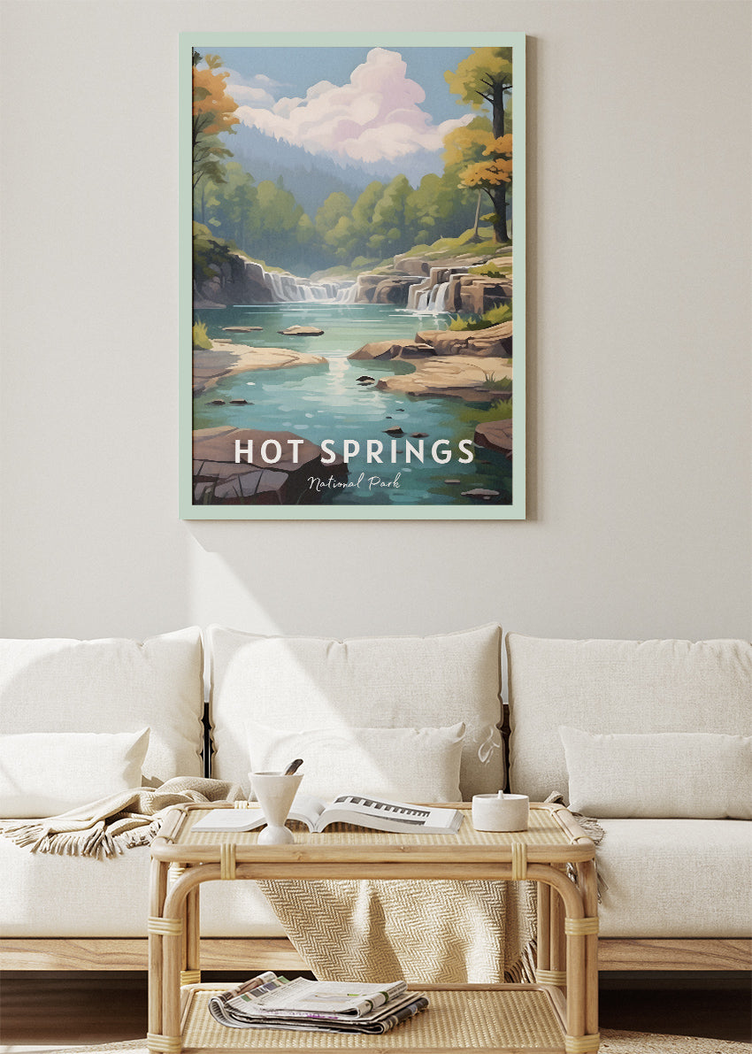 Hot Springs National Park Poster & Canvas Print – Scenic Waterfalls Arkansas Nature Wall Art