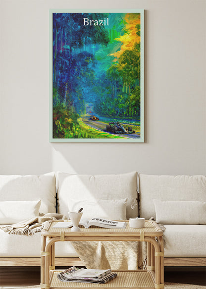 Brazil Formula One Forest Circuit Poster & Canvas | Cinematic Motorsport Wall Art