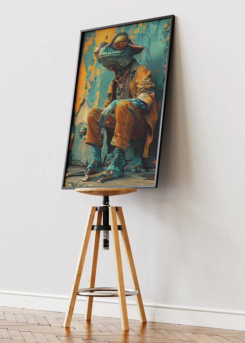 Urban Frog Character Poster & Canvas Print – Colourful Street Art Style