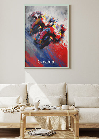 Czechia Moto Racing Duel Art Poster & Canvas