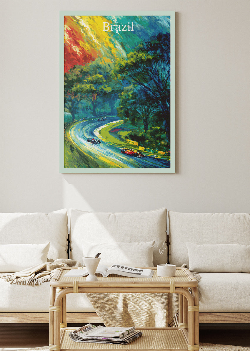 Brazil Formula One Forest Circuit Poster & Canvas | Vibrant Motorsport Wall Art