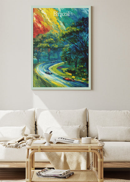 Brazil Formula One Forest Circuit Poster & Canvas | Vibrant Motorsport Wall Art