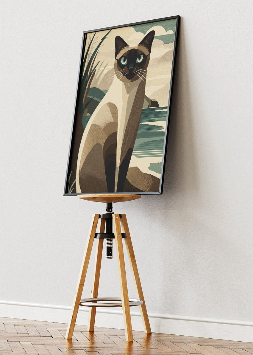 Elegant Siamese Cat Coastal Canvas & Poster Print – AI PRINT LAB