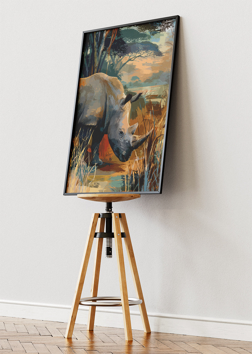 Majestic Rhino Safari Landscape Canvas & Poster Print – AI PRINT LAB