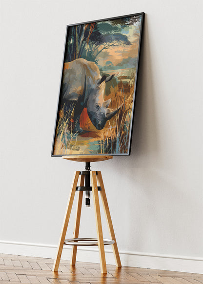 Majestic Rhino Safari Landscape Canvas & Poster Print – AI PRINT LAB