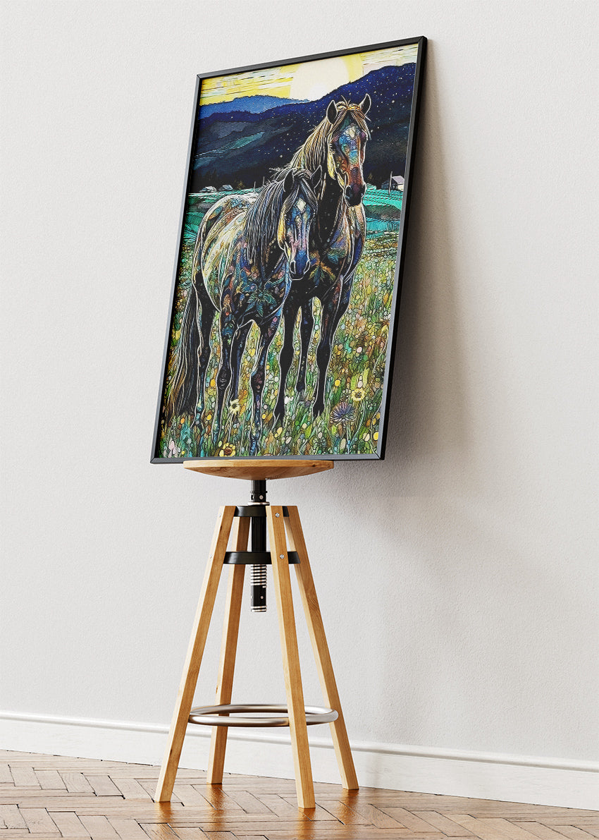 Majestic Horses Meadow Landscape Canvas & Poster Print – AI PRINT LAB