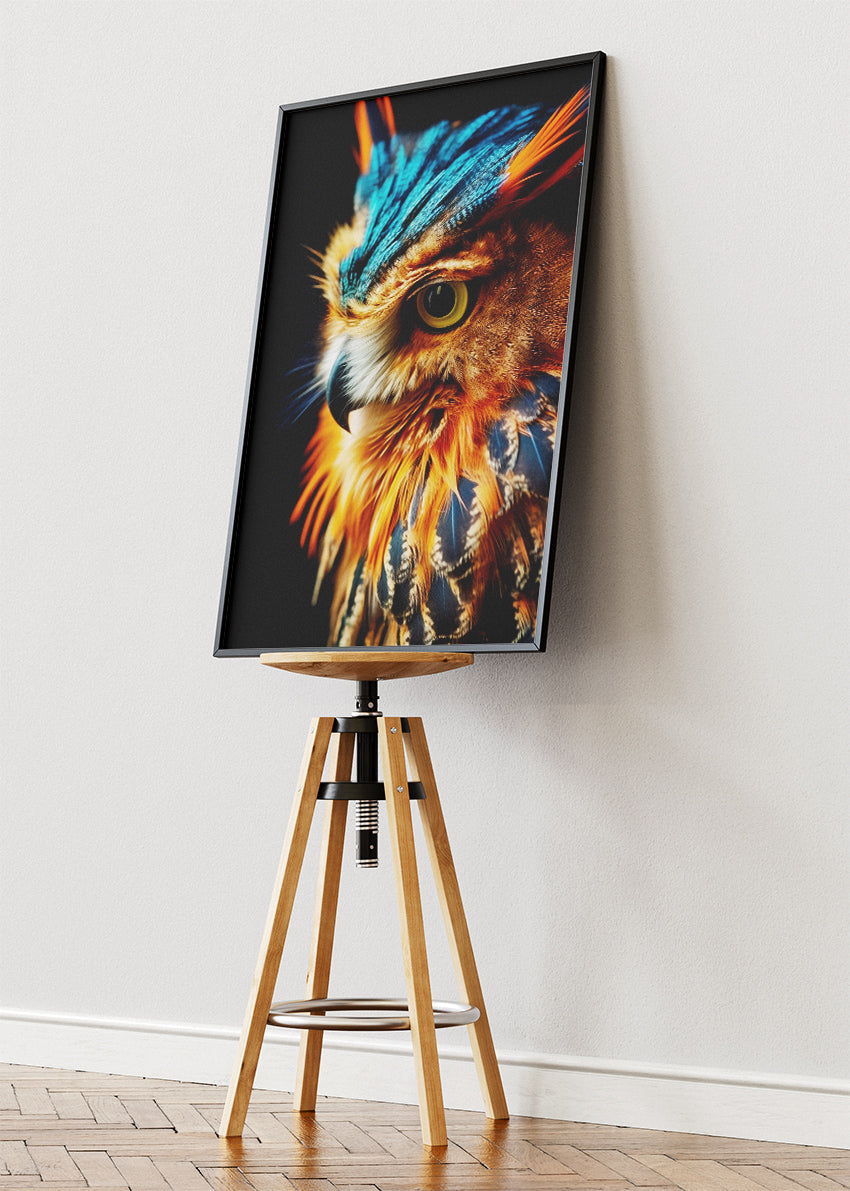Vibrant Owl Portrait Wildlife Canvas & Poster Print – AI PRINT LAB