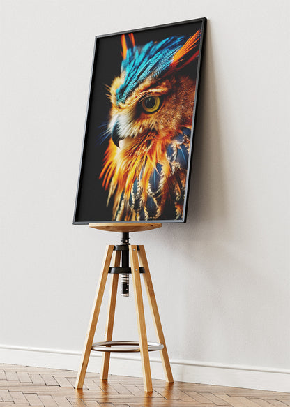 Vibrant Owl Portrait Wildlife Canvas & Poster Print – AI PRINT LAB