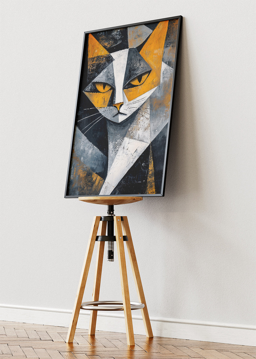 Modern Geometric Cat Abstract Canvas & Poster Print – AI PRINT LAB