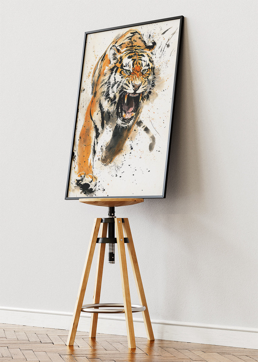 Fierce Tiger Ink Splash Canvas & Poster Print – AI PRINT LAB