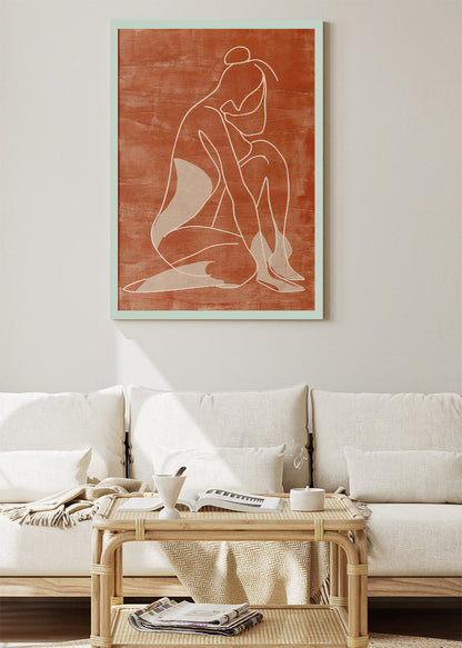 Terracotta Minimalist Figure Canvas & Poster Print – AI PRINT LAB