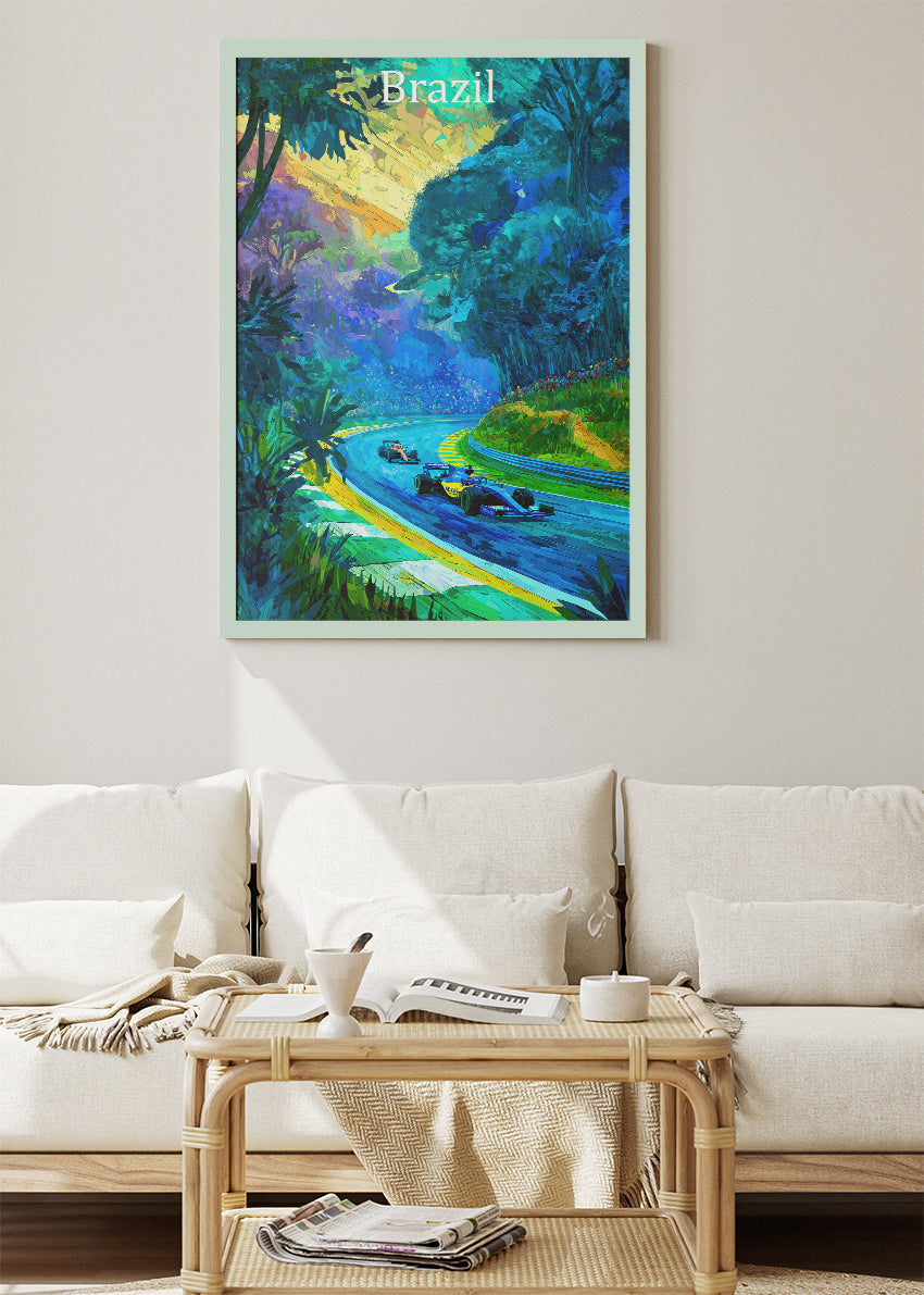 Brazil Formula One Forest Circuit Poster & Canvas | Cinematic Motorsport Wall Art