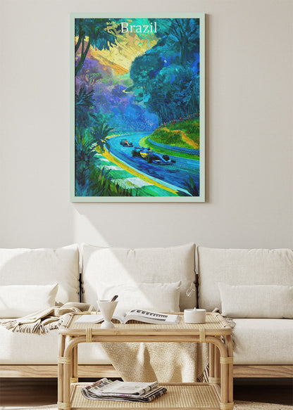 Brazil Formula One Forest Circuit Poster & Canvas | Cinematic Motorsport Wall Art