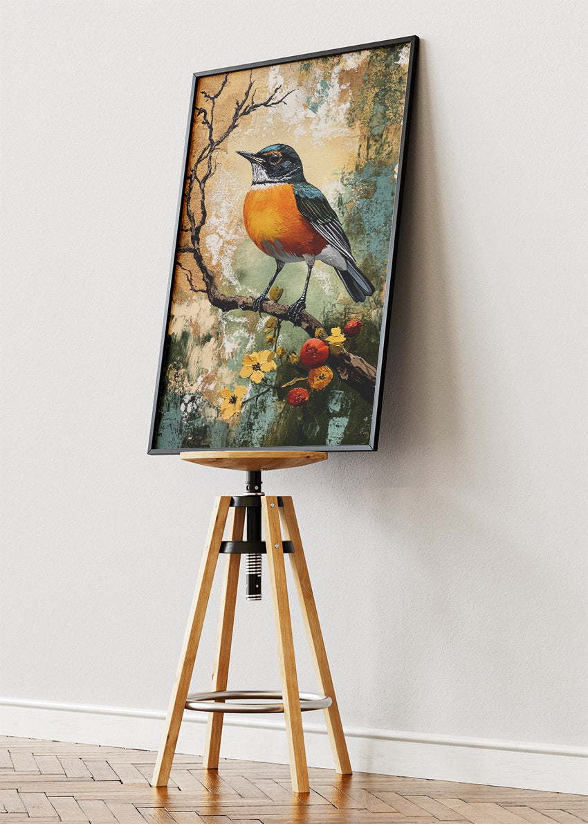Vintage Songbird Branch Canvas & Poster Print – AI PRINT LAB