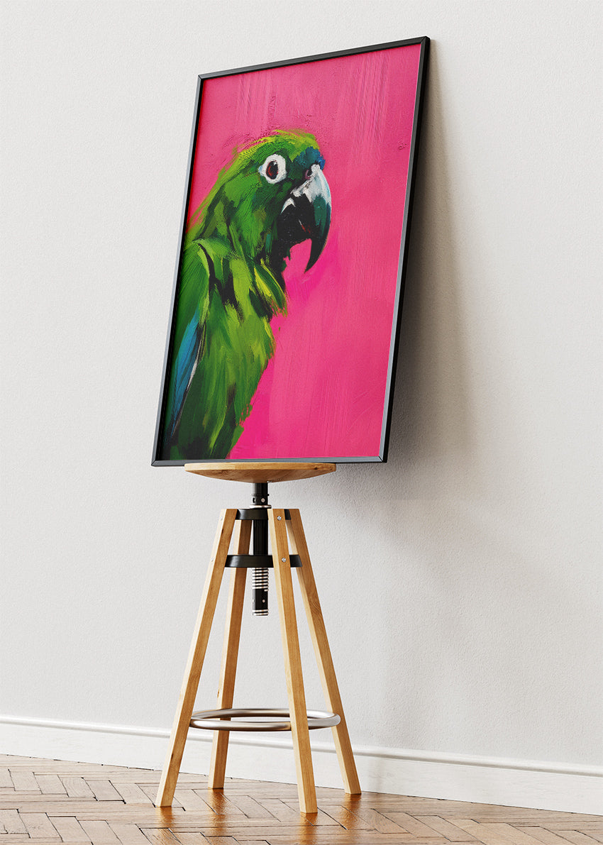 Colorful Green Parrot Pop Art Canvas & Poster Print – AI PRINT LAB