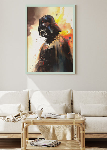 Darth Vader – Cinematic Watercolor Portrait Canvas & Poster Print – AI PRINT LAB