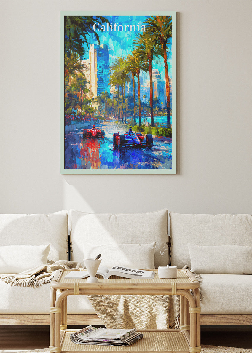 California Formula One Street Circuit Poster & Canvas | West Coast Motorsport Wall Art