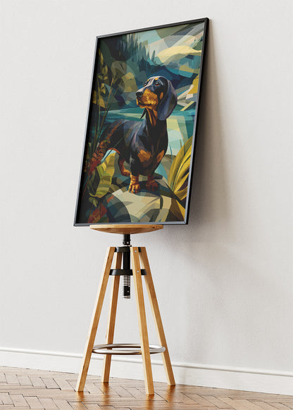 Geometric Dachshund Nature Canvas & Poster Print – AI PRINT LAB