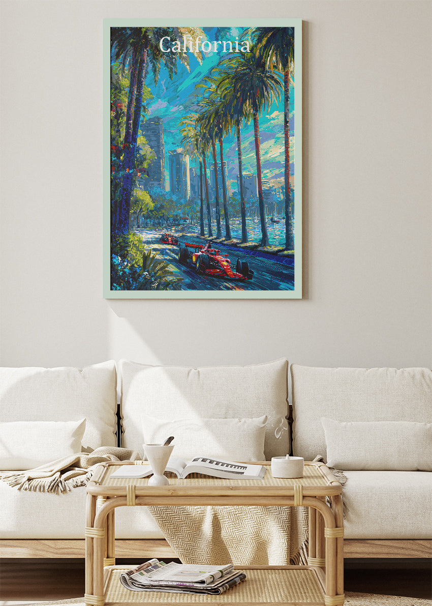 California Formula One Palm Street Circuit Poster & Canvas | Cinematic Motorsport Wall Art