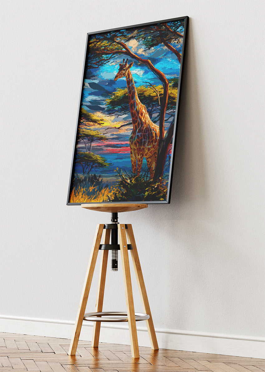 African Giraffe Sunset Canvas & Poster Print – AI PRINT LAB